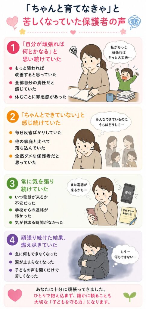 「ちゃんと育てなきゃ」と苦しくなっていた保護者の声