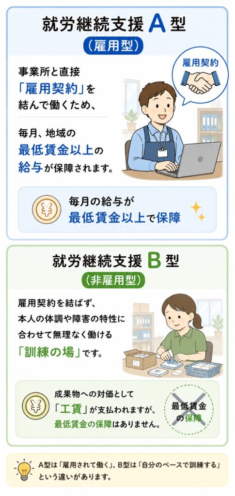就労継続支援A型と就労継続支援B型の違い