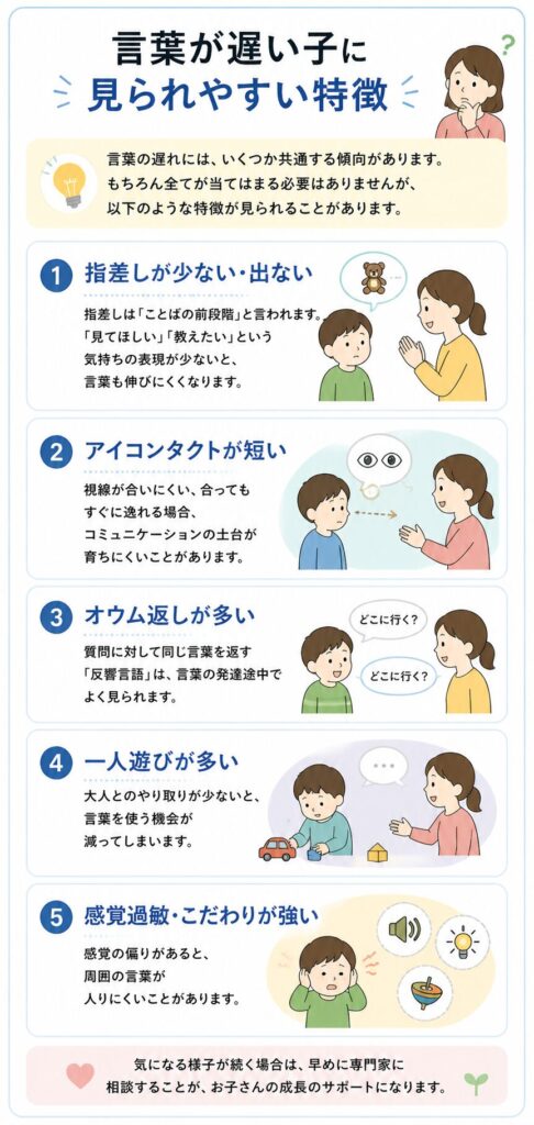 言葉が遅い子に見られやすい特徴