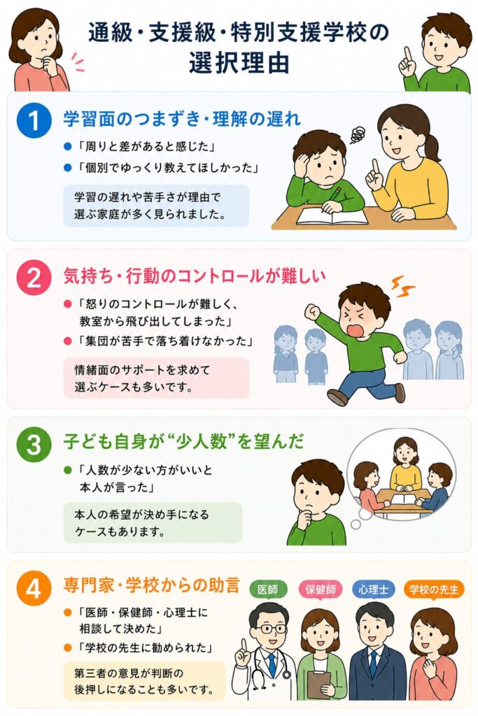 通級・支援級・特別支援学校の選択理由