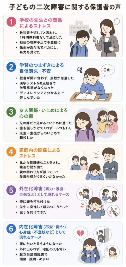 子どもの二次障害に関する保護者の声