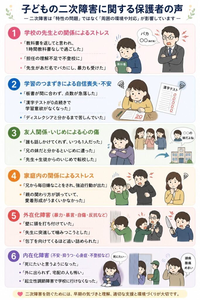 子どもの二次障害に関する保護者の声