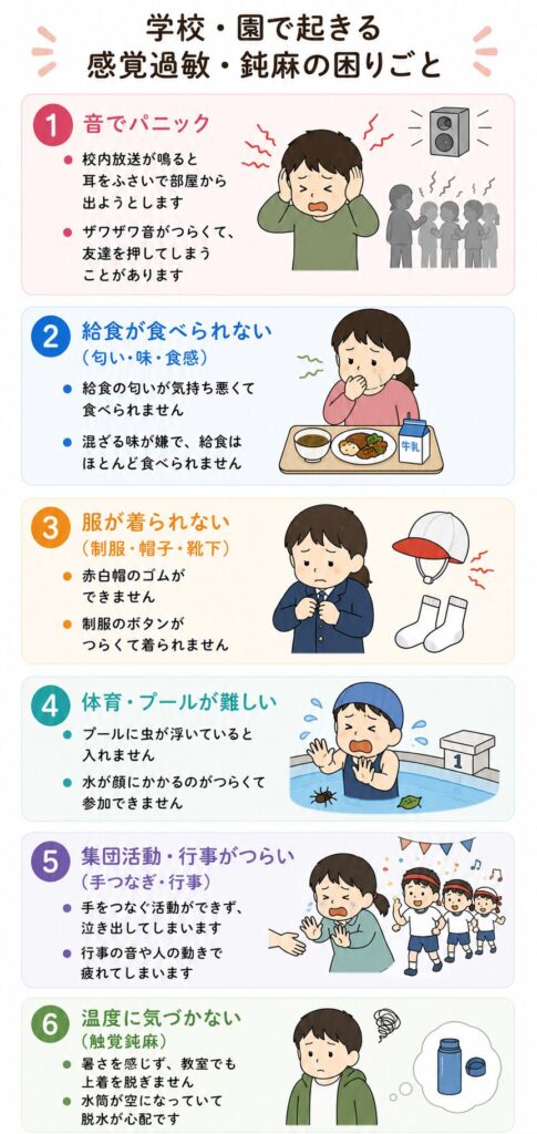 学校・園で起きる感覚過敏・鈍麻の困りごと