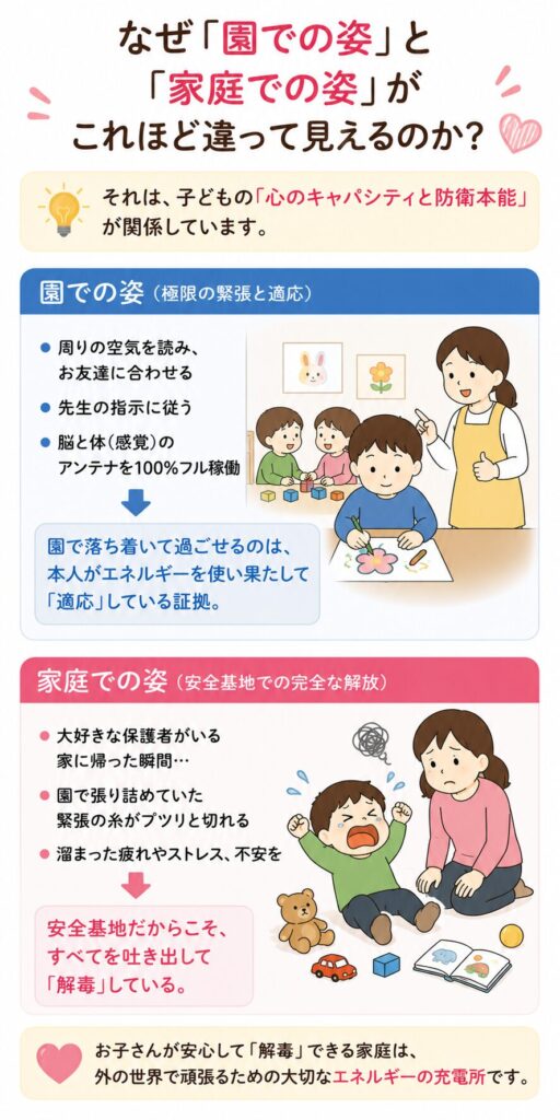 なぜ「園での姿」と「家庭での姿」がこれほど違って見えるのか?