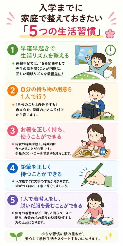 入学までに家庭で整えておきたい「5つの生活習慣」