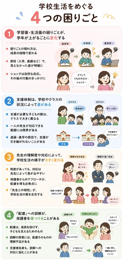 学校生活をめぐる4つの困りごと