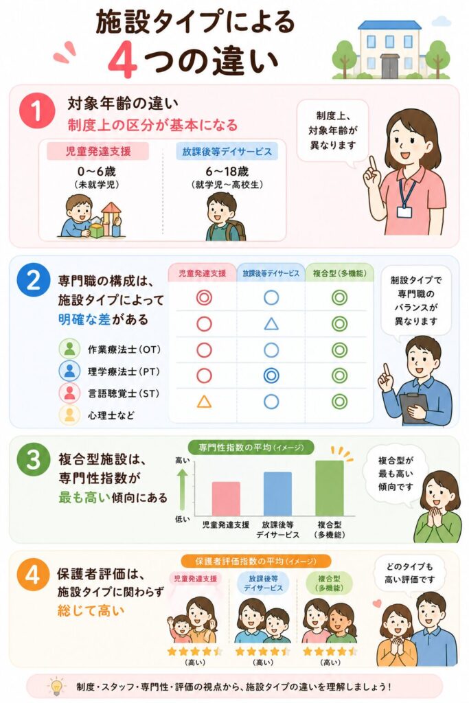 施設タイプによる4つの違い